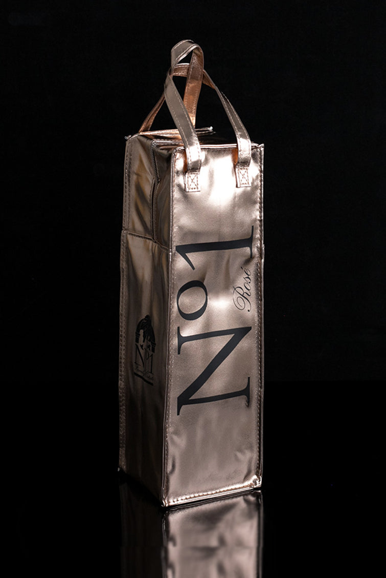 No.1 Rose pink chiller bag on a black background
